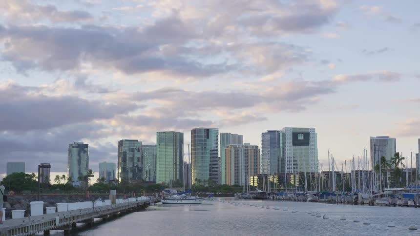 Shot of a skyline at dusk