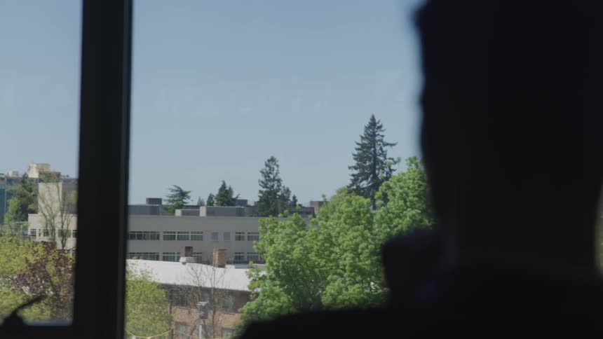 A man looking through the window