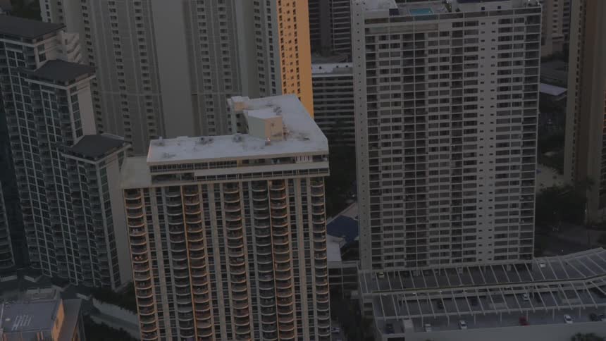 An aerial view of high rise building in a city