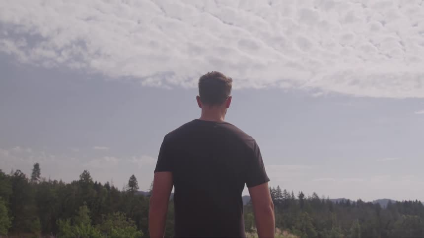 A man standing in the hill