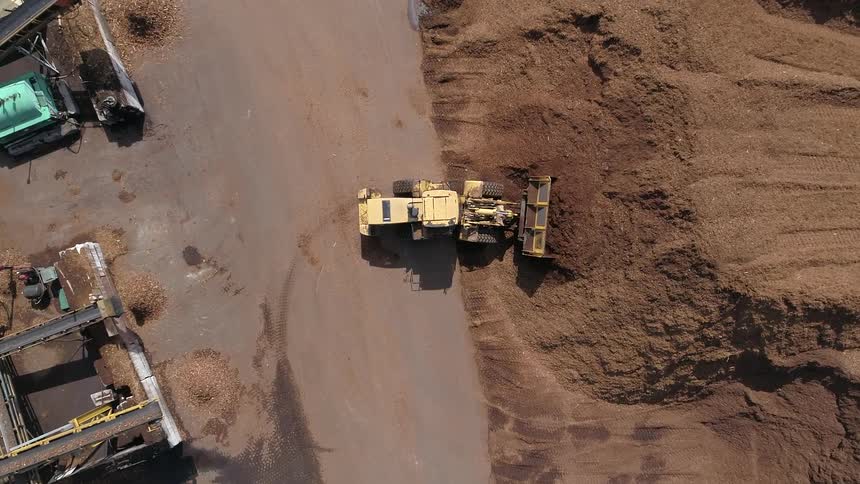 Birds eye view of a tractor on a construction site