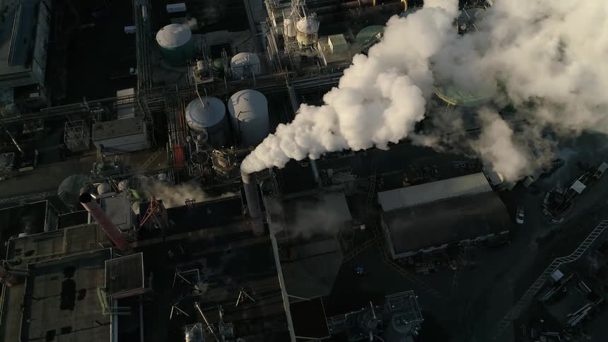 An aerial view of an industry factory