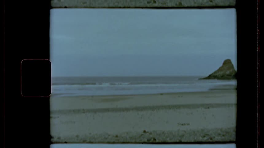 Film footage of a beach and ocean