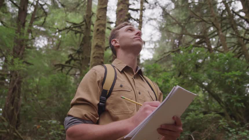 A man doing survey in the jungle