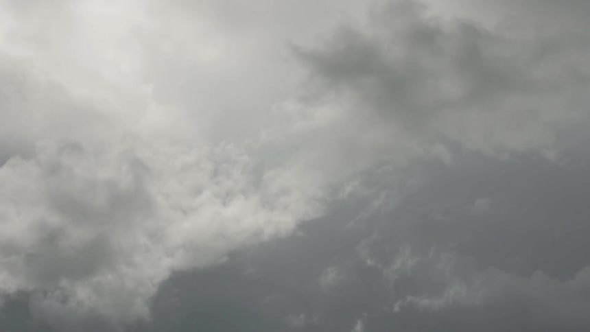 Clouds roll over each other as they across the sky on an overcast day