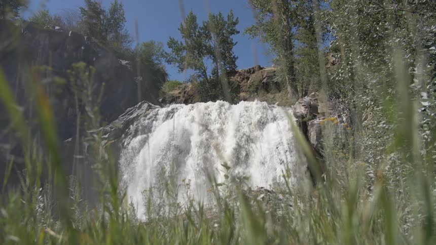 A slow motion of waterfall in the river