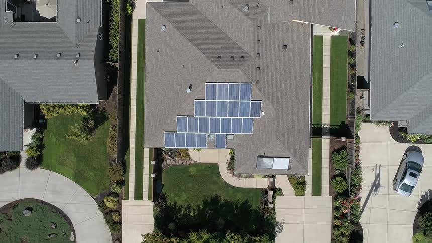An aerial footage of neighborhood house