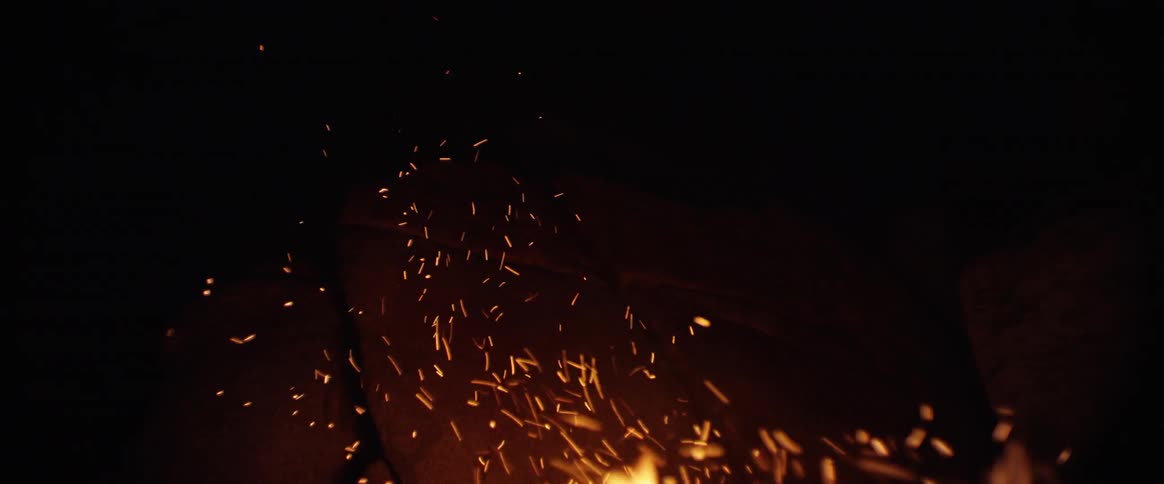 A fire throws off lots of sparks
