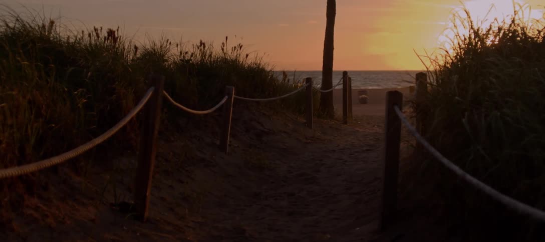 A scenery of the beach at the sunset