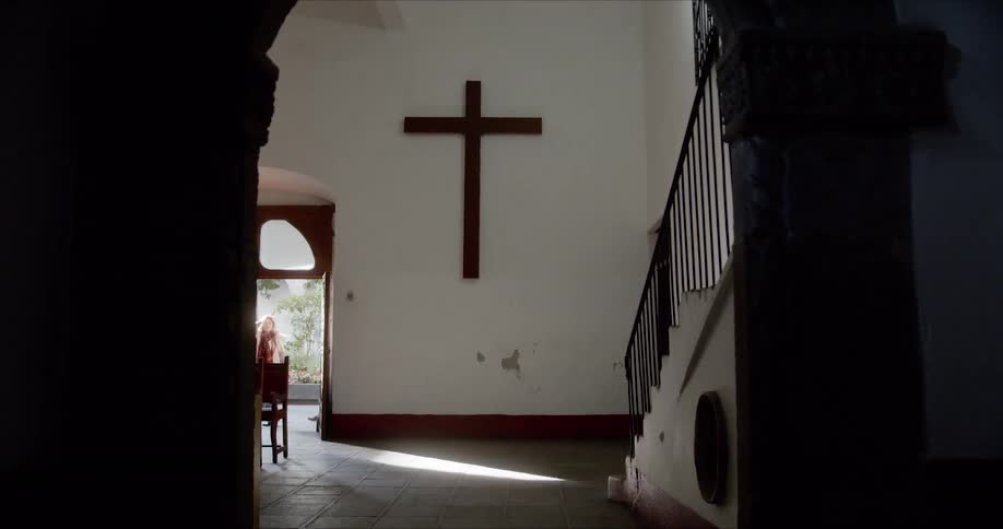 People walk into a church