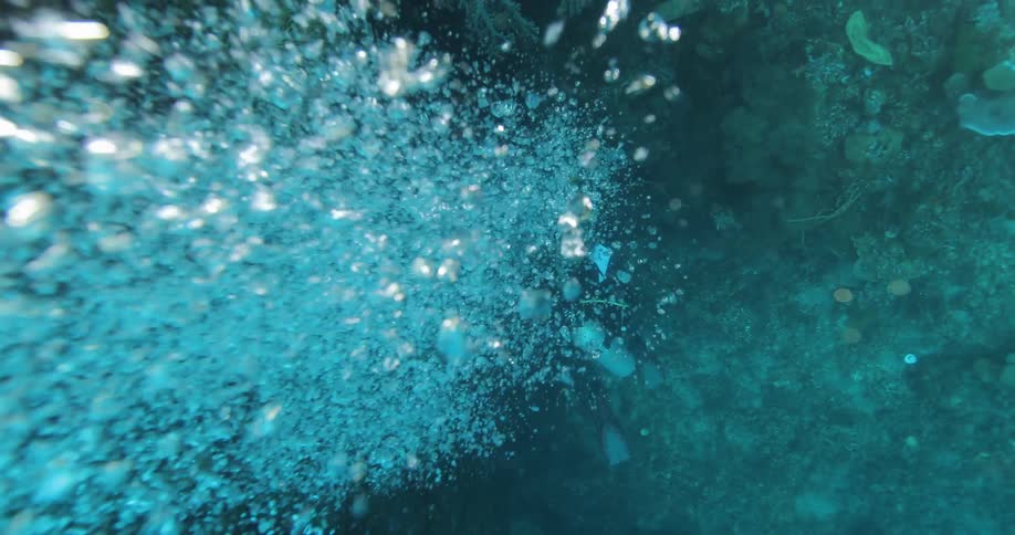 Bubbles coming from a scuba diver