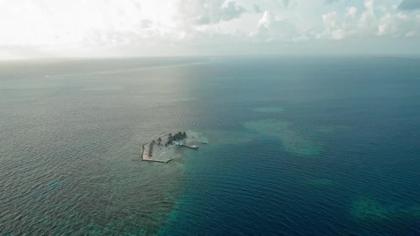 Aerial view of an island in the middle of the water