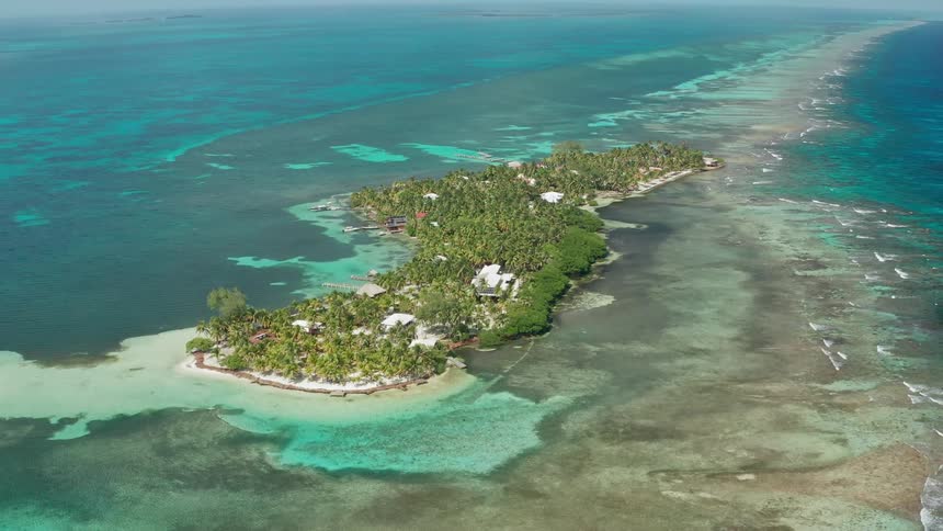 Aerial view of an island in the middle of the water