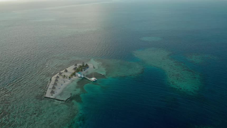 An aerial view of a small island