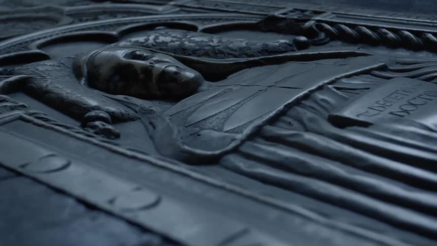 A close up view of a rock statue