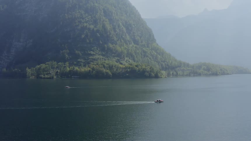 A boat driving in a lake