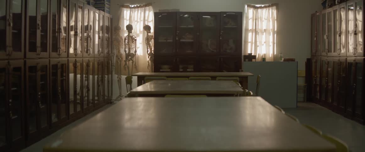 Empty tables occupy center of bone storage room