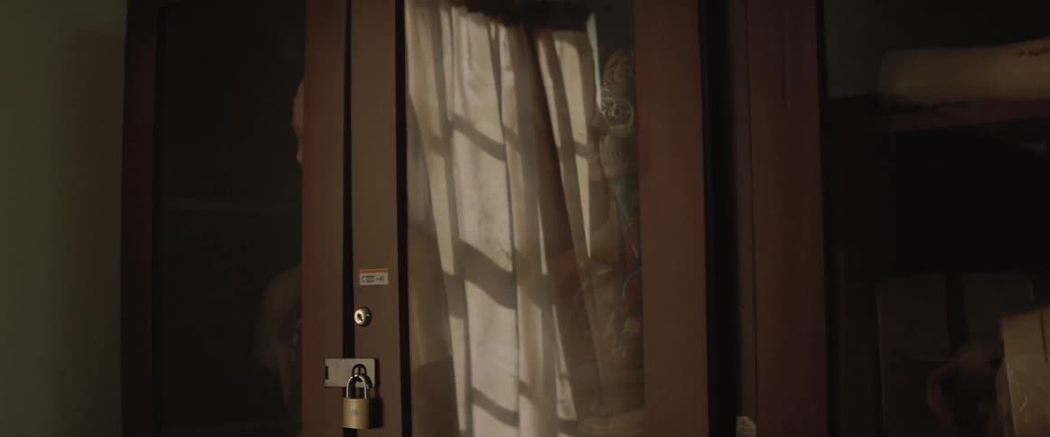 A locked cabinet with medical human body sculptures