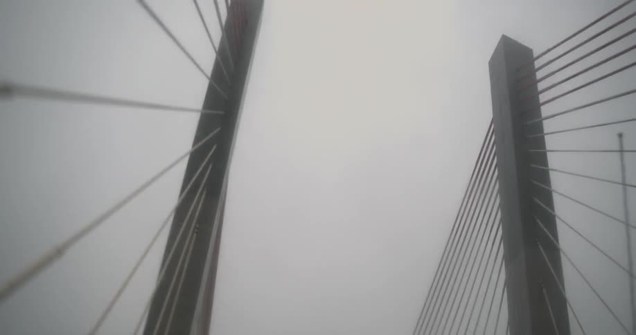 Worms eye view of the top of a bridge