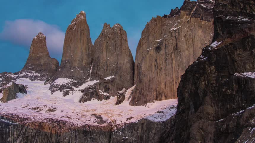 Time lapse of clouds passing over rock formations