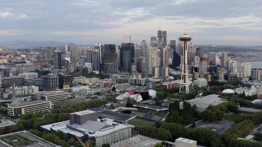 Aerial view of metropolitan area downtown