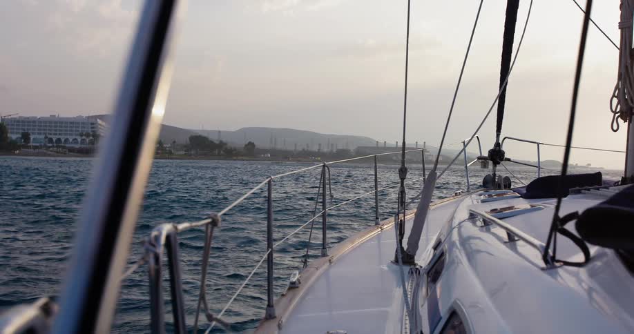 A scenery of ocean seen from the yacht