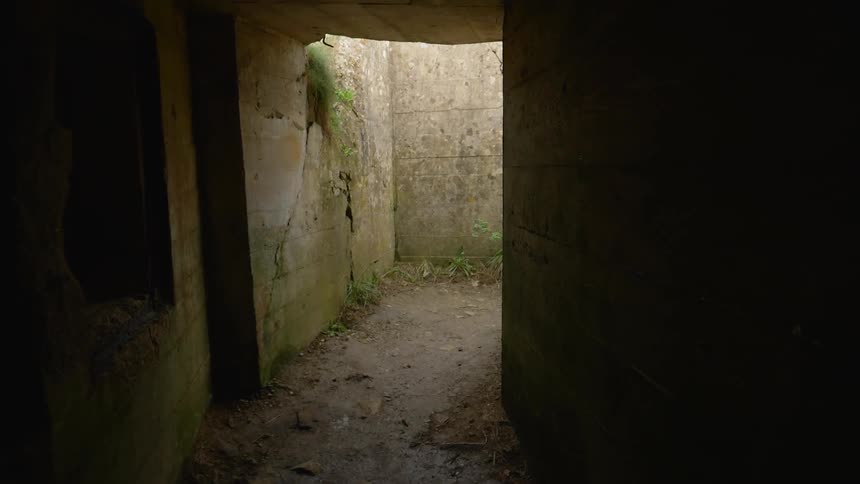 The dark hall leads to outside