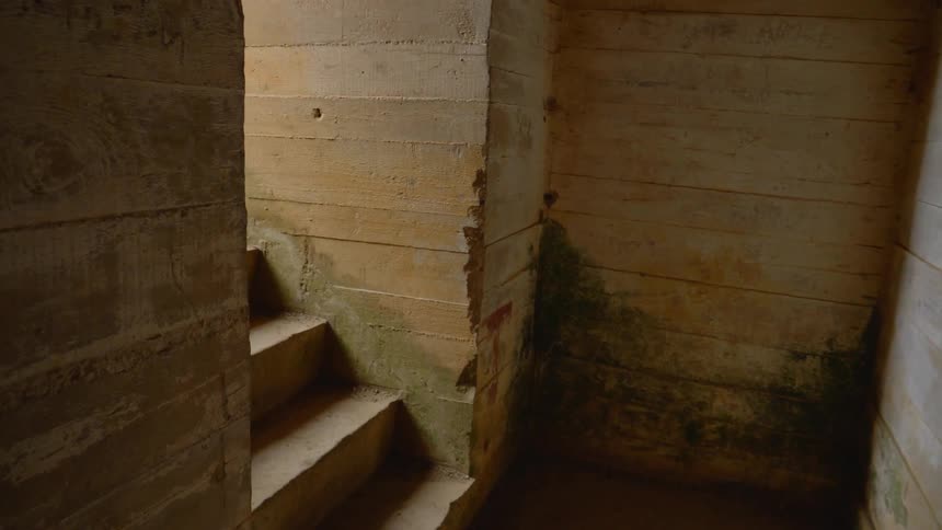 Steps leading up in an old dilapidated building