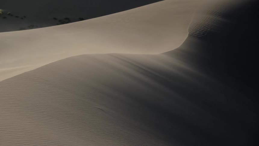 Wind blows the sand from the surface of the dunes