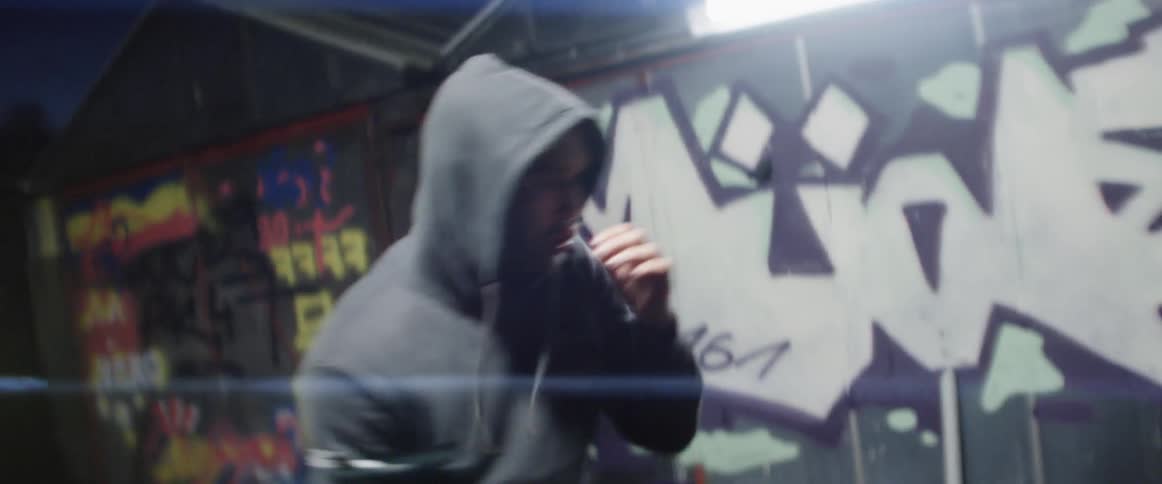 A man practices boxing