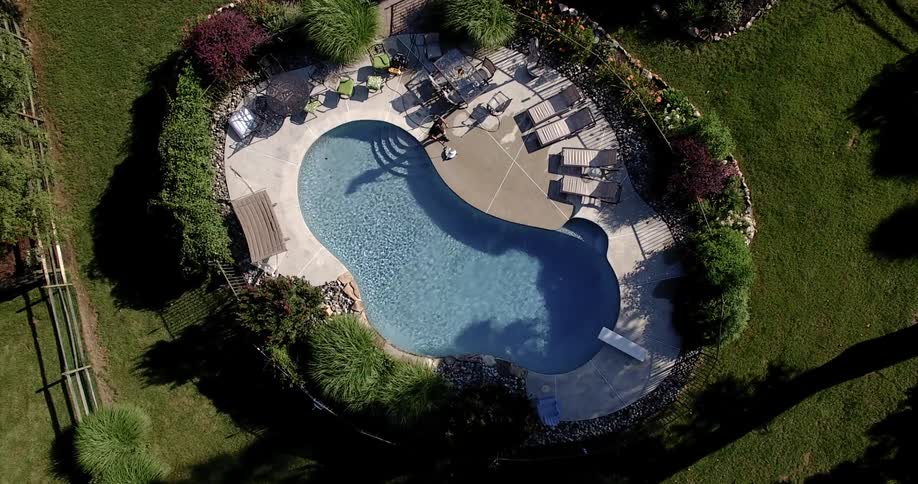 An aerial view of a private pool