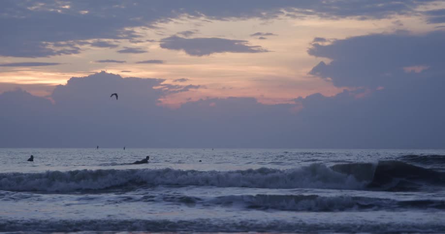 A person swims in the ocean waves