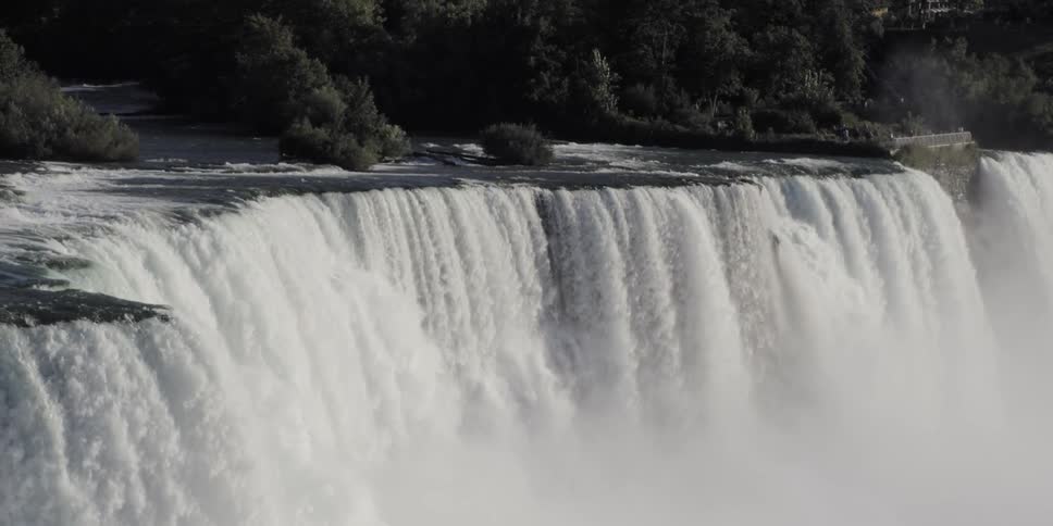 The river flows to the waterfall
