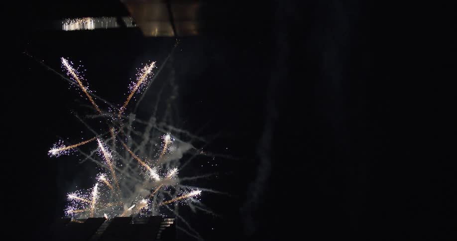 Fireworks are on display at nighttime