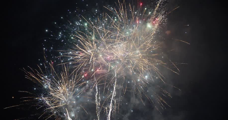 A footage of fireworks celebration