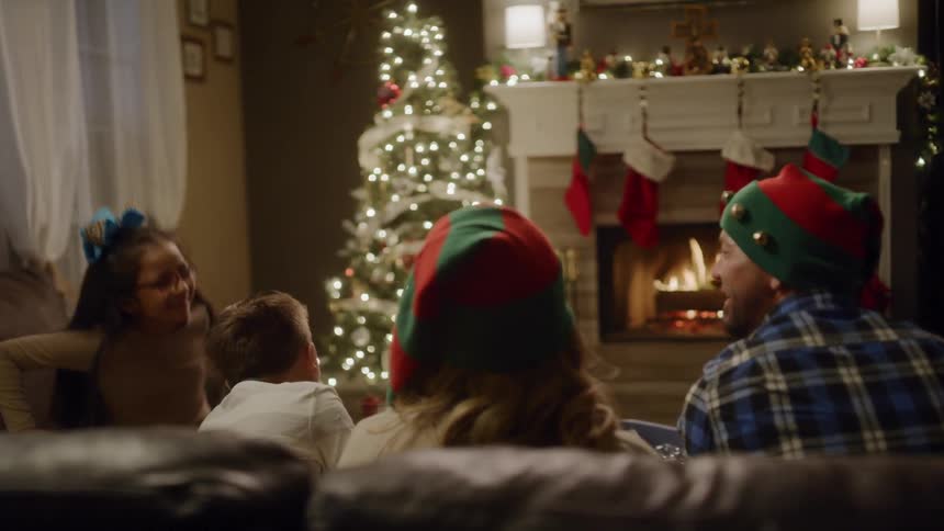 A happy family on a christmas night