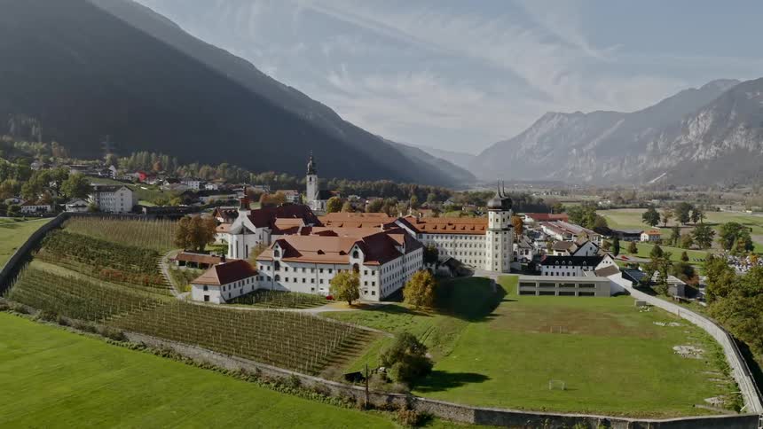 An aerial footage of a village
