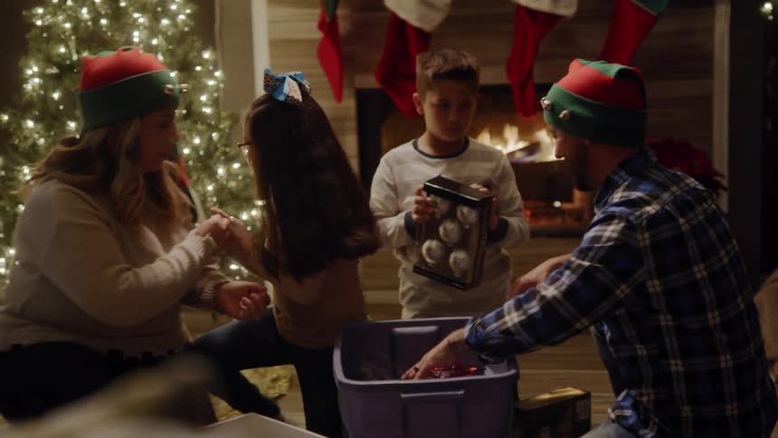 A family having a christmas party
