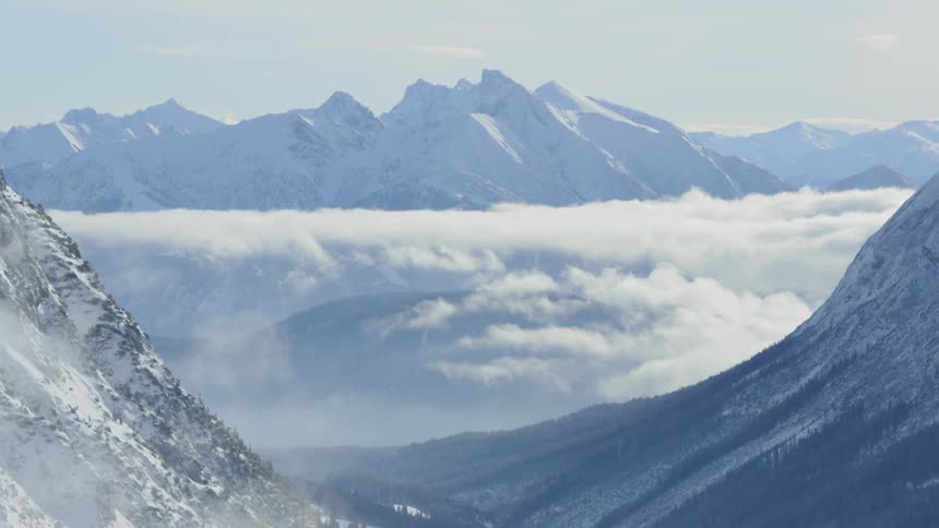The clouds are hovering on the mountains