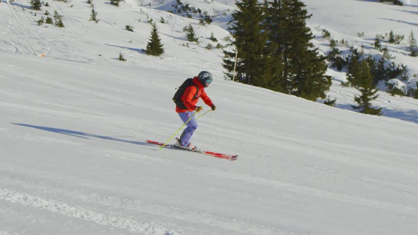 A man skiing downhill