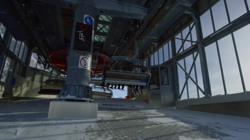 A close up view of a cable car station