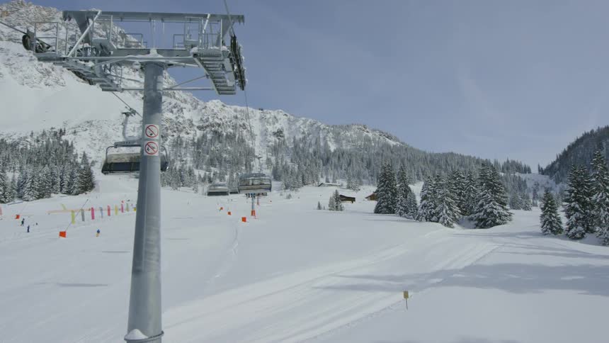 A scenery of a cable car at the snow park