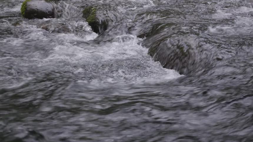 Water flowing over stones in a river
