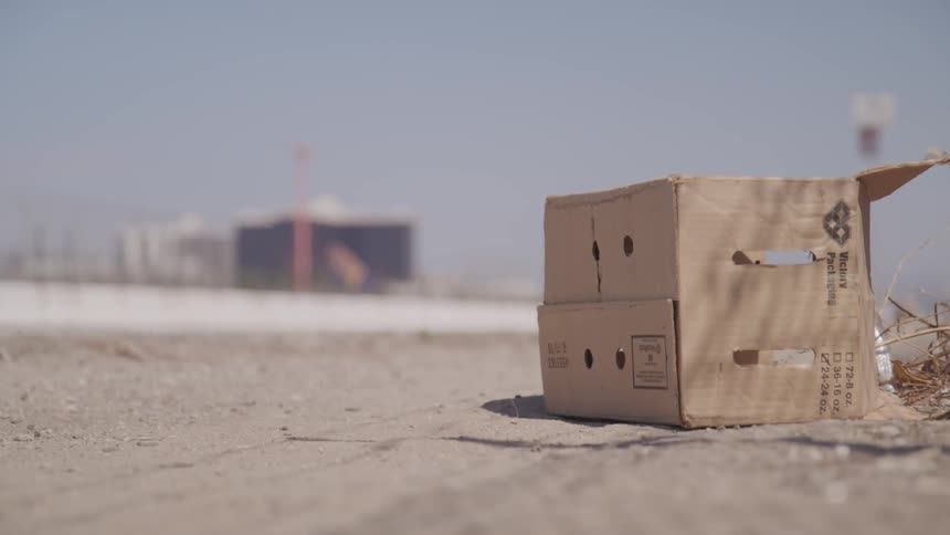 An abandoned box near the road