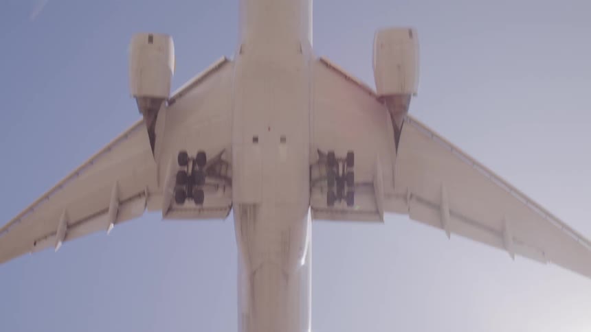 An airplane takes off