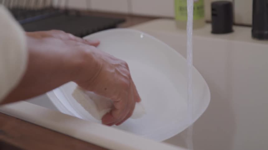 A woman cleaning the dish in the dishwasher