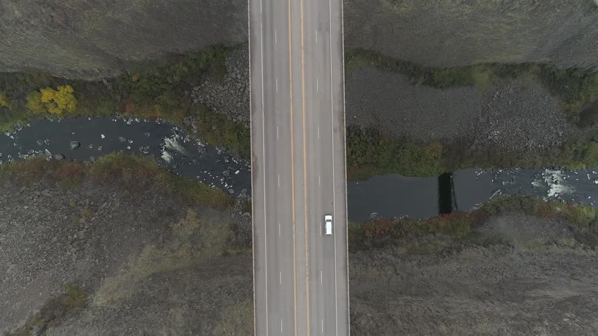 A bird eye view of a high way bridge