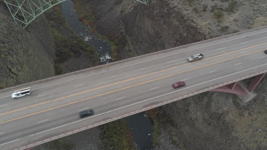An aerial view of a bridge