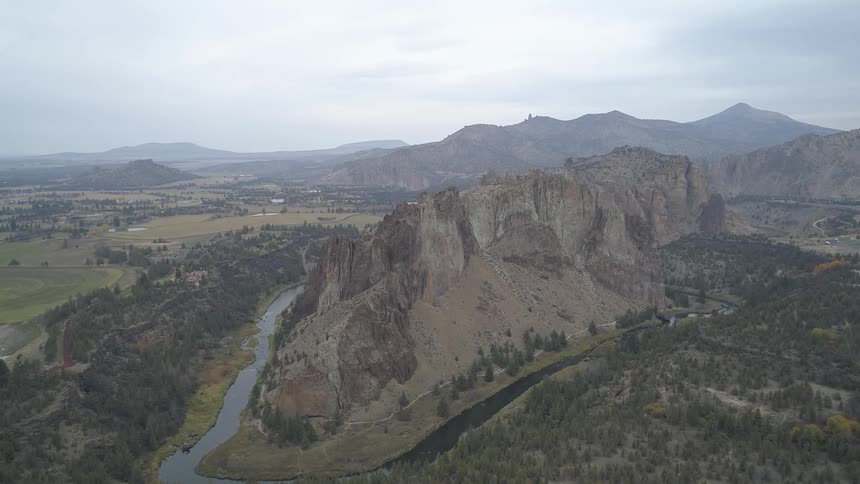 An aerial footage of a huge cliff