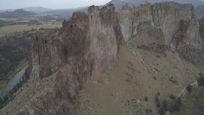 An aerial footage of a huge mountain